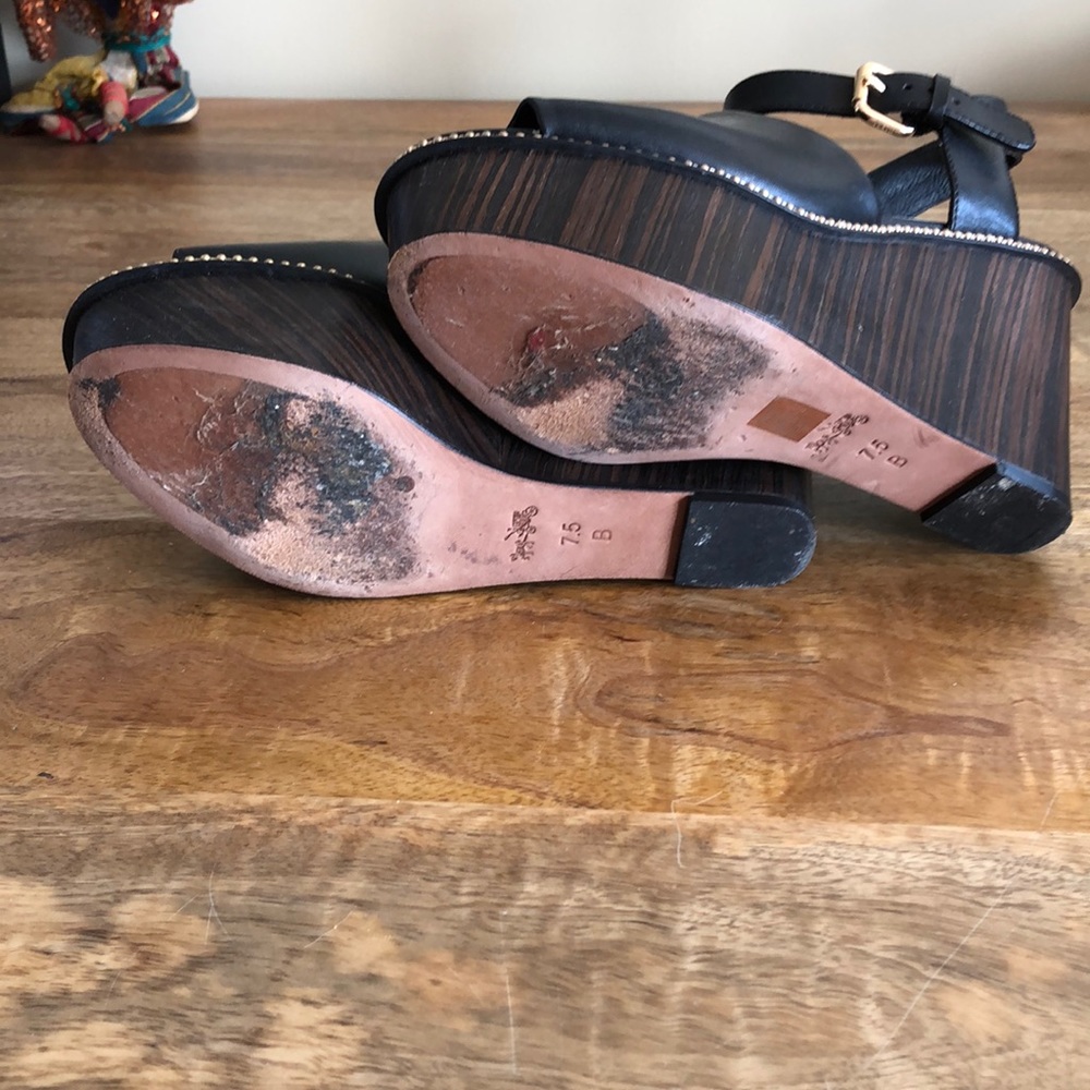 Coach Black Wedge Sandals with Adjustable Straps - Picture 8 of 8